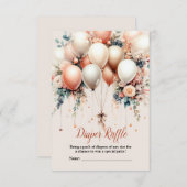 Kleurrijke Baby shower Perzik Witte Bloemen Ballon Informatiekaartje (Voorkant / Achterkant)