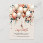 Kleurrijke Baby shower Perzik Witte Bloemen Ballon Informatiekaartje (Voorkant)