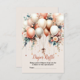 Kleurrijke Baby shower Perzik Witte Bloemen Ballon Informatiekaartje