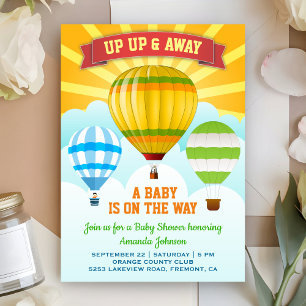 Kleurrijke Baby Shower Uitnodiging met Heet Lucht 