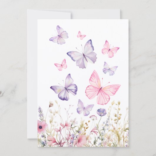 Kleurrijke Baby showers uitnodiging met vlinders (Achterkant)