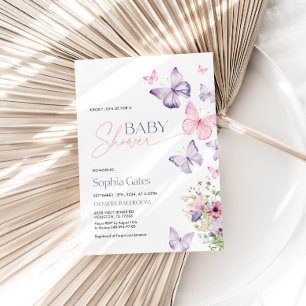 Kleurrijke Baby showers uitnodiging met vlinders
