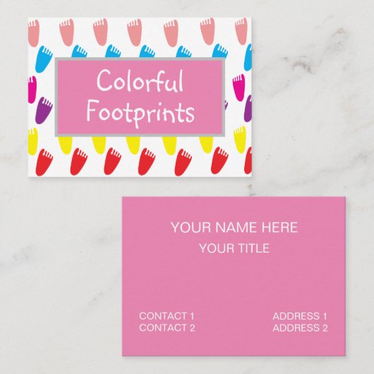 Kleurrijke Baby-voetafdruk Visitekaartje (Voorkant / Achterkant)
