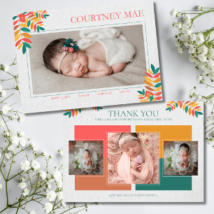 Kleurrijke babyfoto-aankondigingskaart aankondiging