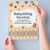 Kleurrijke Babysitservice Afscheurstroken Flyer (Hand)