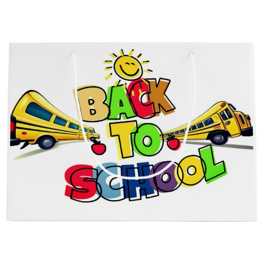 Kleurrijke Back to School Cartoon Design met Schoo Groot Cadeauzakje (Voorkant)