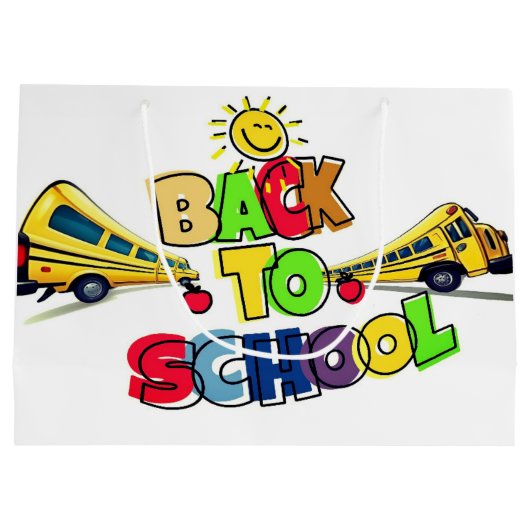 Kleurrijke Back to School Cartoon Design met Schoo Groot Cadeauzakje (Achterkant)