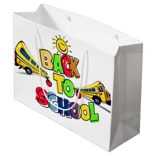 Kleurrijke Back to School Cartoon Design met Schoo Groot Cadeauzakje (Achterkant Gekanteld)