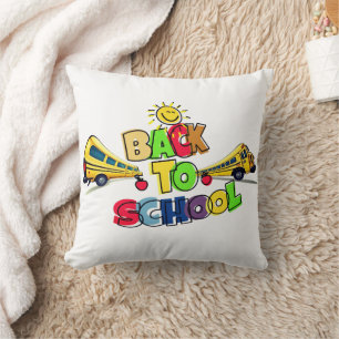 Kleurrijke Back to School Cartoon Design met Schoo Kussen