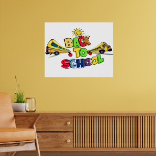 Kleurrijke Back to School Cartoon Design met Schoo Poster