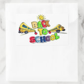 Kleurrijke Back to School Cartoon Design met Schoo Rechthoekige Sticker (Tas)