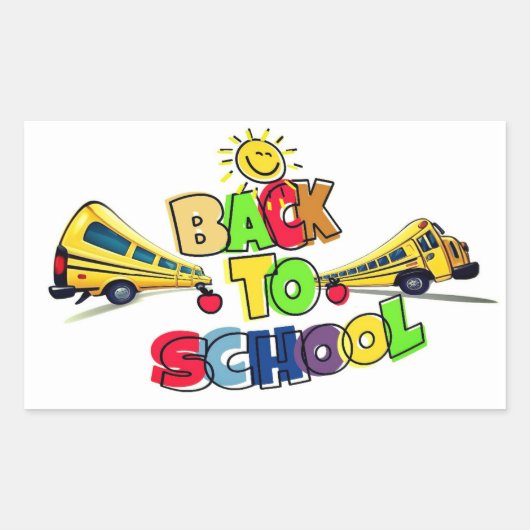 Kleurrijke Back to School Cartoon Design met Schoo Rechthoekige Sticker (Voorkant)