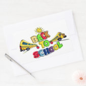 Kleurrijke Back to School Cartoon Design met Schoo Rechthoekige Sticker (Envelop)