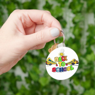 Kleurrijke Back to School Cartoon Design met Schoo Sleutelhanger
