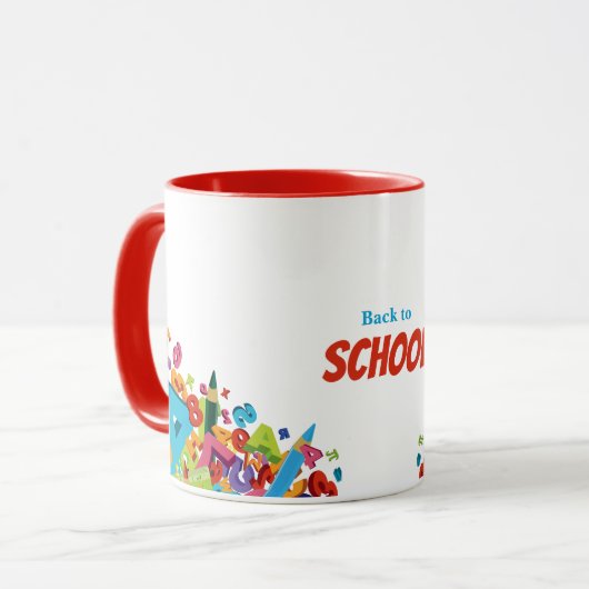 Kleurrijke Back to School Coffee Mok (Voorkant links)