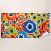 Kleurrijke badhanddoek met het boze oog (Voorkant)