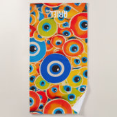 Kleurrijke badhanddoek met het boze oog (Voorkant)