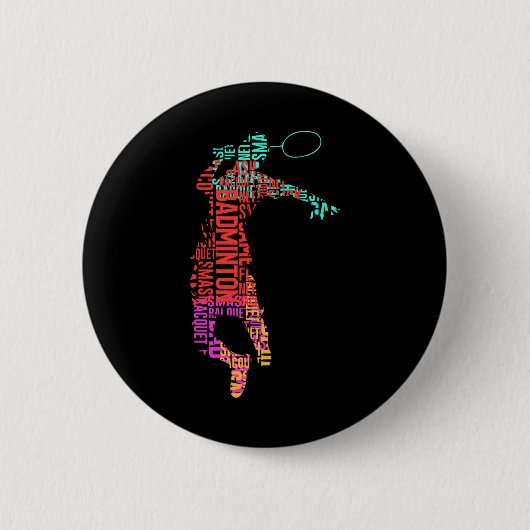 Kleurrijke Badminton Player Shuttle Racket Badmint Ronde Button 5,7 Cm (Voorkant)