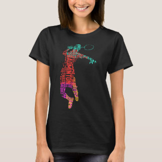 Kleurrijke Badminton Player Shuttle Racket Badmint T-shirt