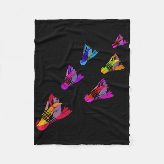 Kleurrijke Badminton Shuttle Art Sports Fleece Deken (Voorkant)