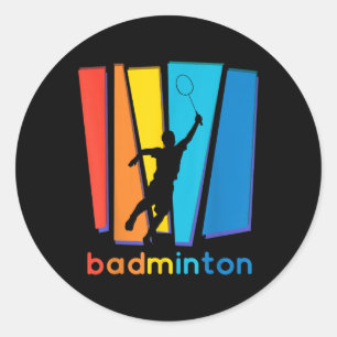 Kleurrijke Badminton Shuttle Art Sports Ronde Sticker