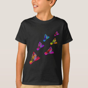 Kleurrijke Badminton Shuttle Art Sports T-shirt