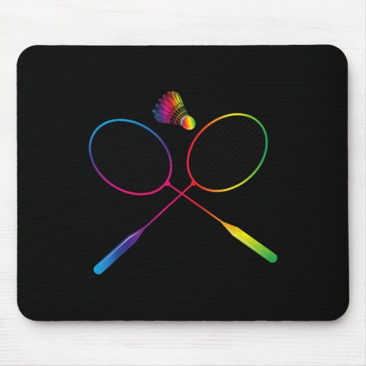 Kleurrijke Badminton Shuttle met Shuttle Racket Muismat (Voorkant)