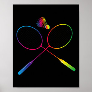 Kleurrijke Badminton Shuttle met Shuttle Racket Poster