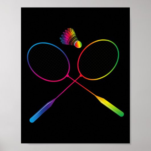 Kleurrijke Badminton Shuttle met Shuttle Racket Poster (Voorkant)