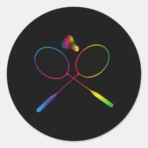 Kleurrijke Badminton Shuttle met Shuttle Racket Ronde Sticker