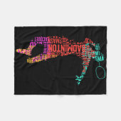 Kleurrijke Badminton Speler _ Shuttle Racket _ Bad Fleece Deken (Voorkant (Horizontaal))