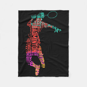 Kleurrijke Badminton Speler _ Shuttle Racket _ Bad Fleece Deken