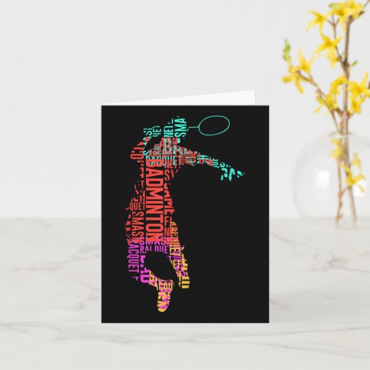 Kleurrijke Badminton Speler _ Shuttle Racket _ Bad Kaart (Gele Bloem)