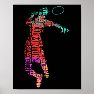 Kleurrijke Badminton Speler _ Shuttle Racket _ Bad Poster