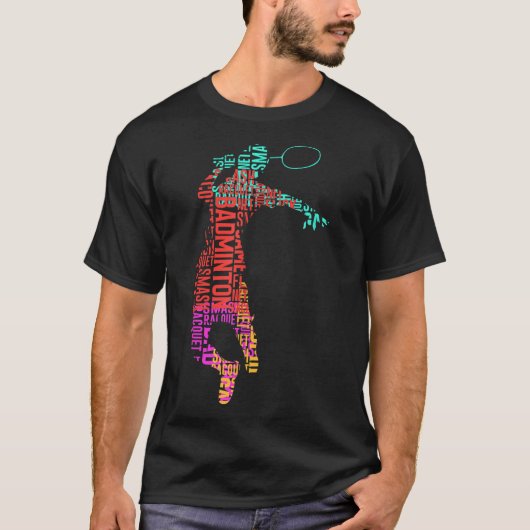 Kleurrijke Badminton Speler _ Shuttle Racket _ Bad T-shirt (Voorkant)