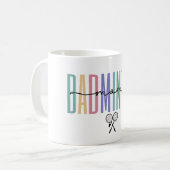 Kleurrijke badmintonmoeder koffiemok (Voorkant links)