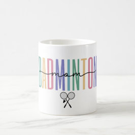 Kleurrijke badmintonmoeder koffiemok