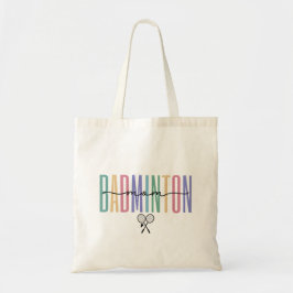 Kleurrijke badmintonmoeder tote bag