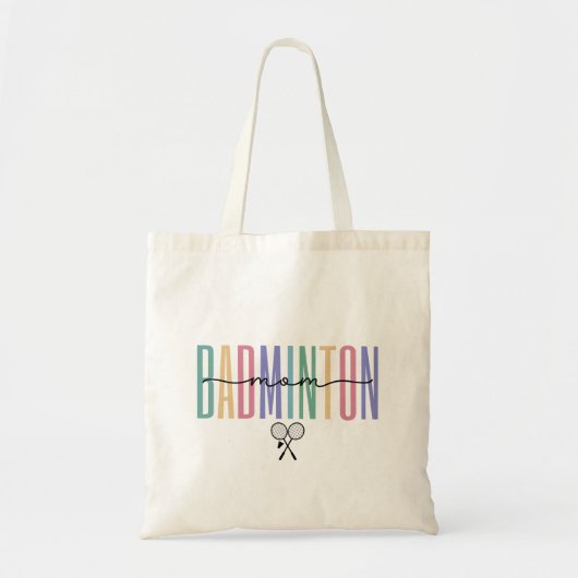 Kleurrijke badmintonmoeder tote bag (Voorkant)