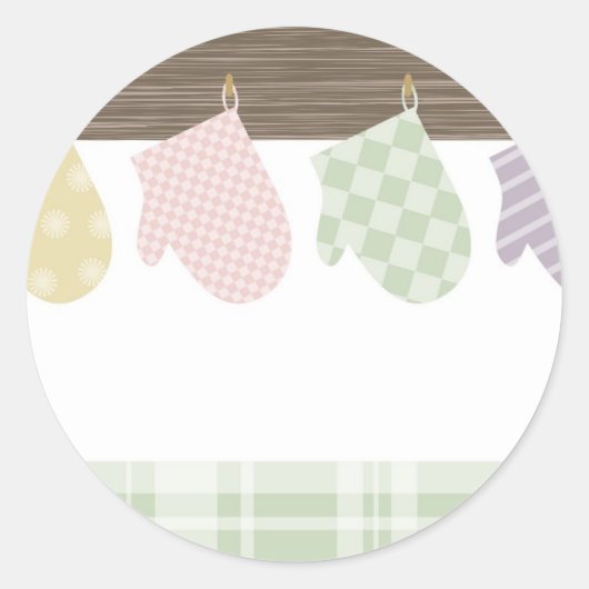 kleurrijke bakovenwanten cadeautje label sticker (Voorkant)