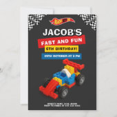 Kleurrijke Baksteen Racers Verjaardag Kaart (Voorkant)