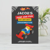 Kleurrijke Baksteen Racers Verjaardag Kaart (Staand voorkant)