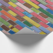 Kleurrijke baksteenwand cadeaupapier (Hoek)
