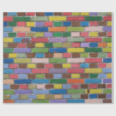 Kleurrijke baksteenwand cadeaupapier (Vlak)