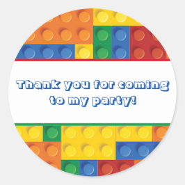 Kleurrijke Bakstenen Bouwblokken Verjaardagsfavori Ronde Sticker