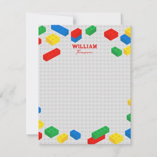 Kleurrijke Bakstenen Bouwblokken voor Kinderen  Notitiekaartje (Voorkant)