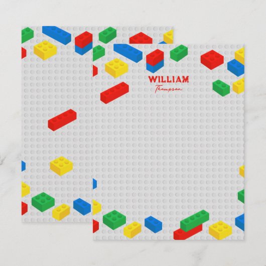Kleurrijke Bakstenen Bouwblokken voor Kinderen  Notitiekaartje (Voorkant / Achterkant)