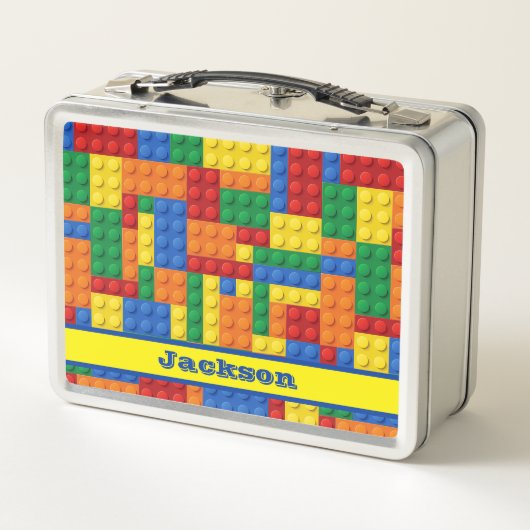 Kleurrijke bakstenen bouwstenen | Metalen lunchbox