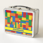 Kleurrijke bakstenen bouwstenen | Metalen lunchbox (Voorkant)