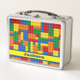Kleurrijke bakstenen bouwstenen | Metalen lunchbox